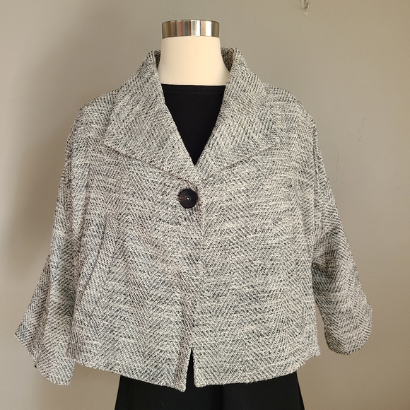 Eileen Fisher Cropped Tweed Kimono Style Swing Jacket Size PP - Picture 4 of 15
